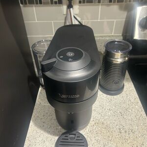 Nespresso Black Coffee Machine with Black Milk Frother